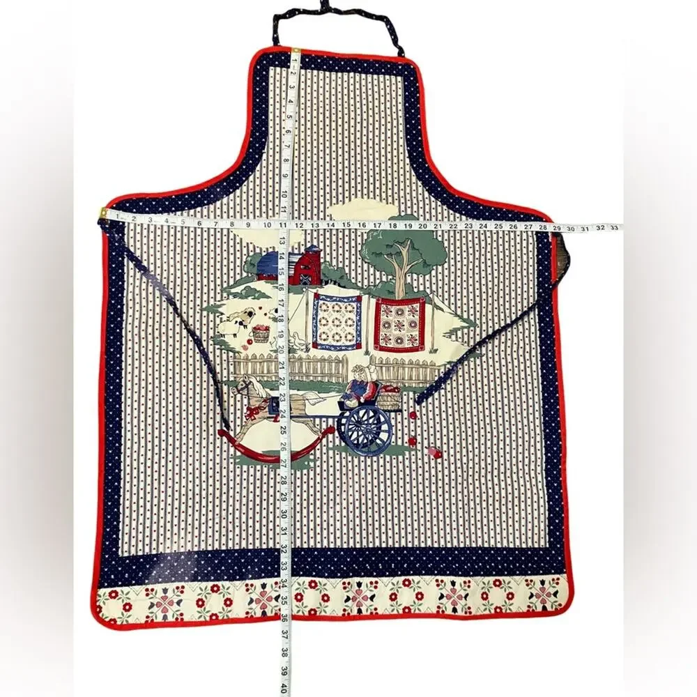 Hand Crafted Multicolor Apron with Red Trim
